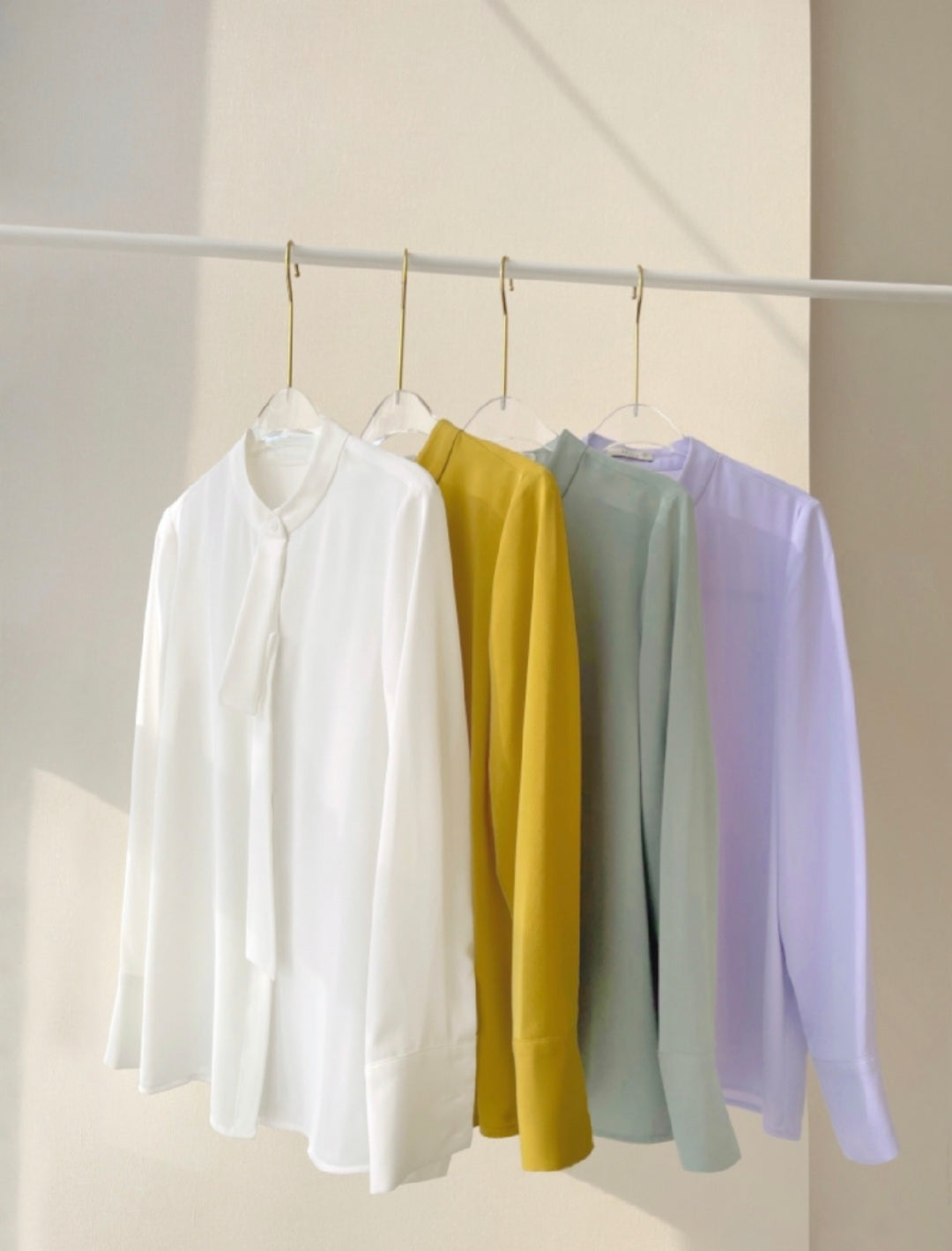 Tie-Neck Statement Blouse with Gathered Cuffs-4