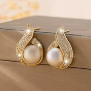 Elegant Teardrop Stud Pearl Earrings SORI STYLE