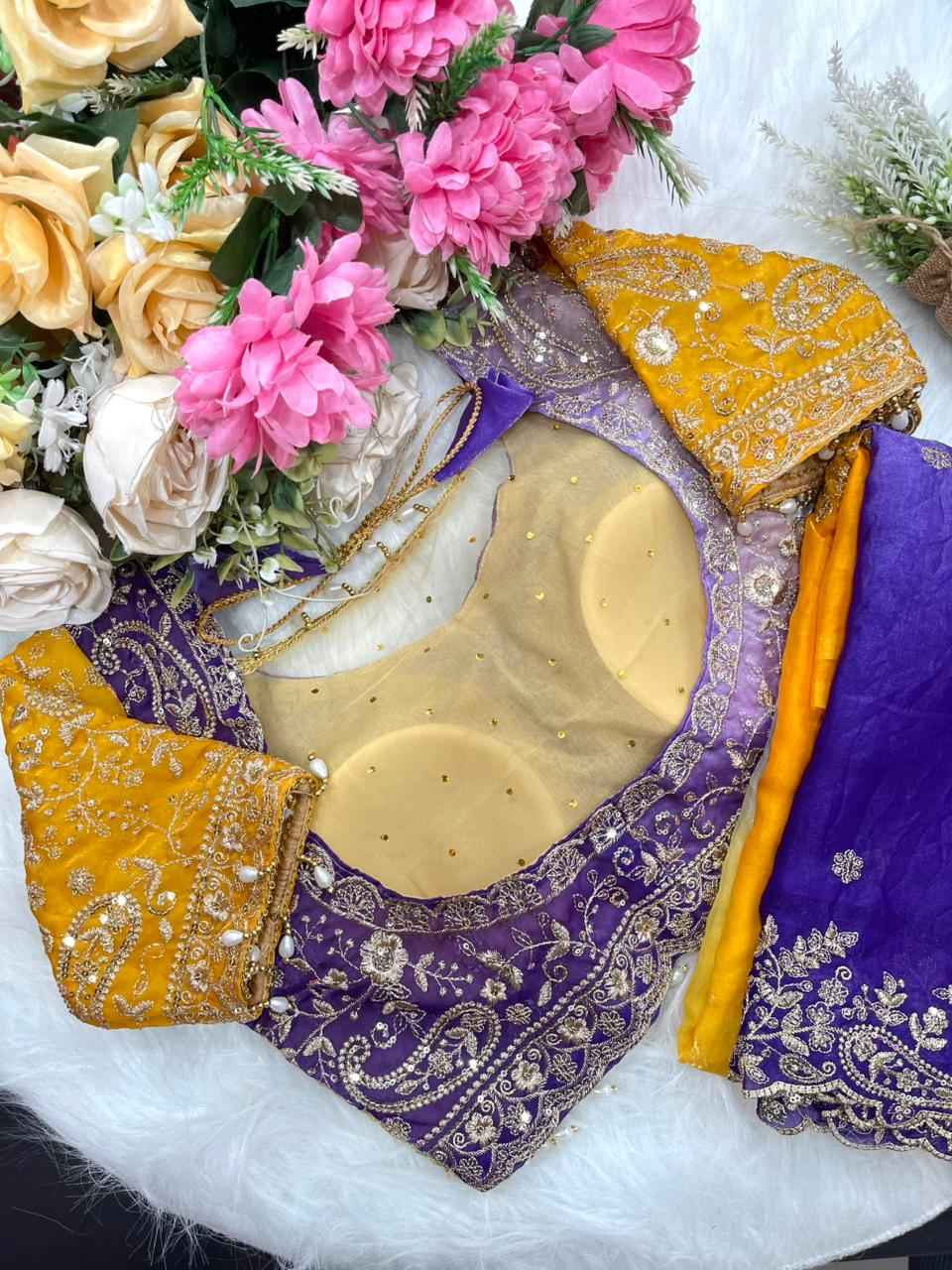 SuryaJamuni RangLeher Designer Saree Ganpati