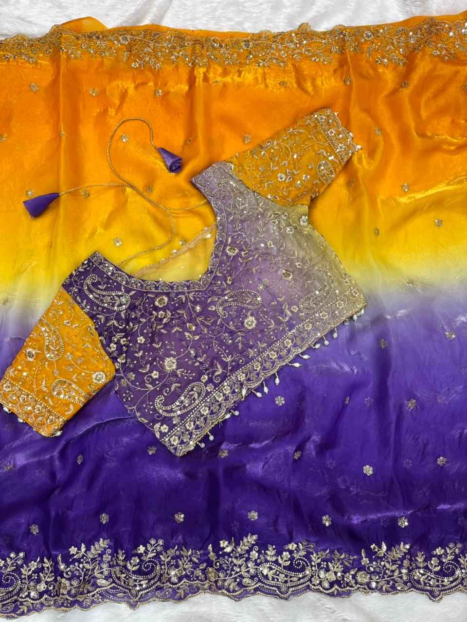 SuryaJamuni RangLeher Designer Saree Ganpati