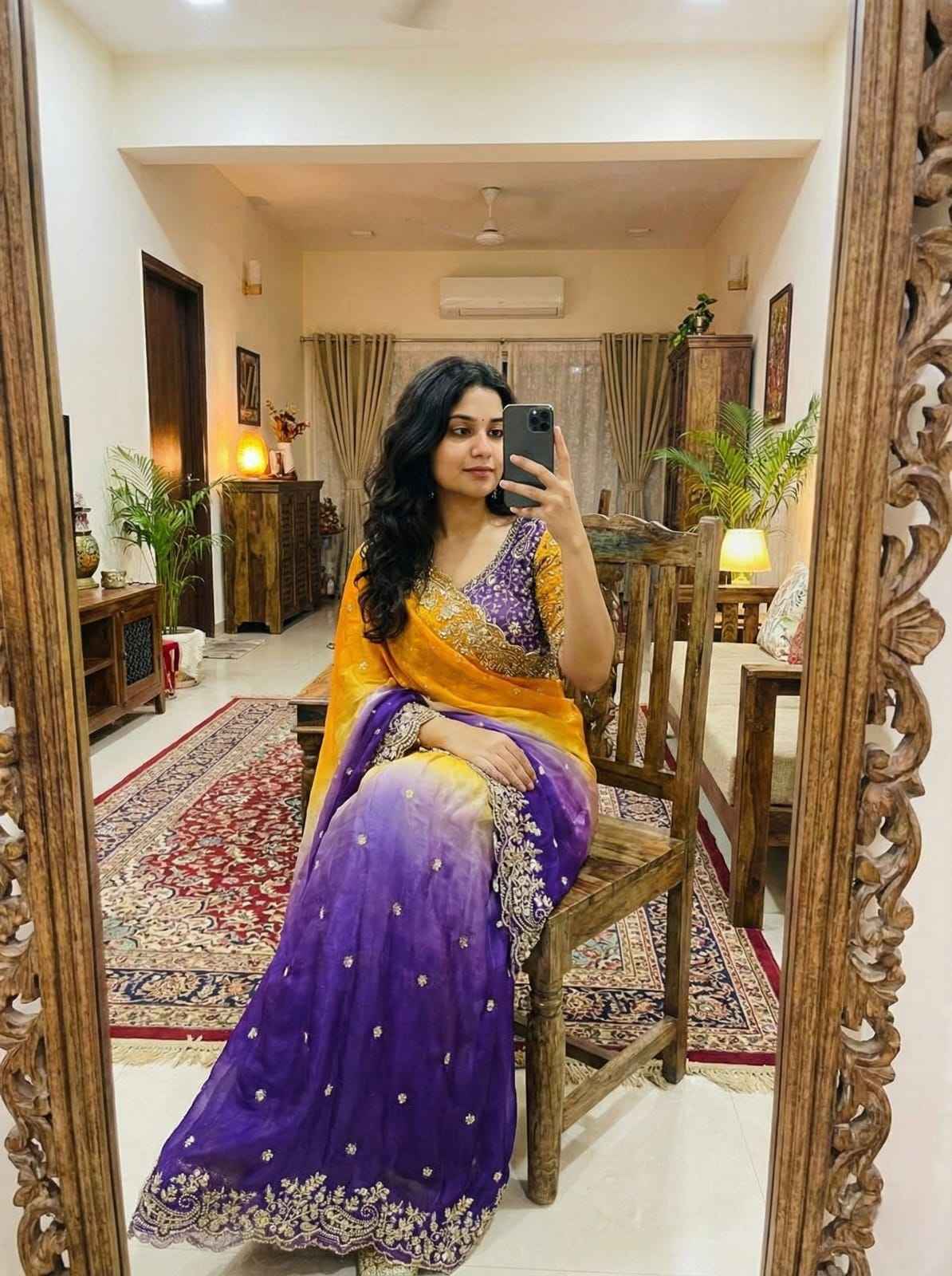 SuryaJamuni RangLeher Designer Saree Ganpati