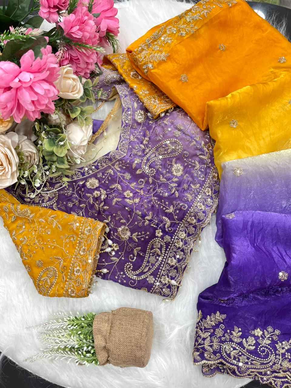 SuryaJamuni RangLeher Designer Saree Ganpati