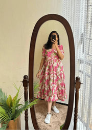 Timeless Floral Soft Cotton Midi Dress Yooneck