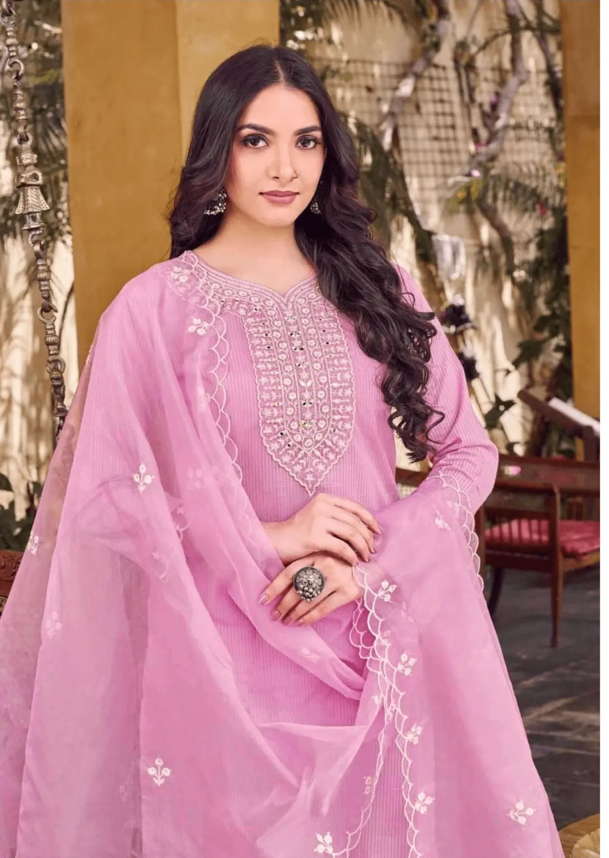 Zarmina Blush Mauve Embroidered Lawn Ensemble Suit Set Yooneck